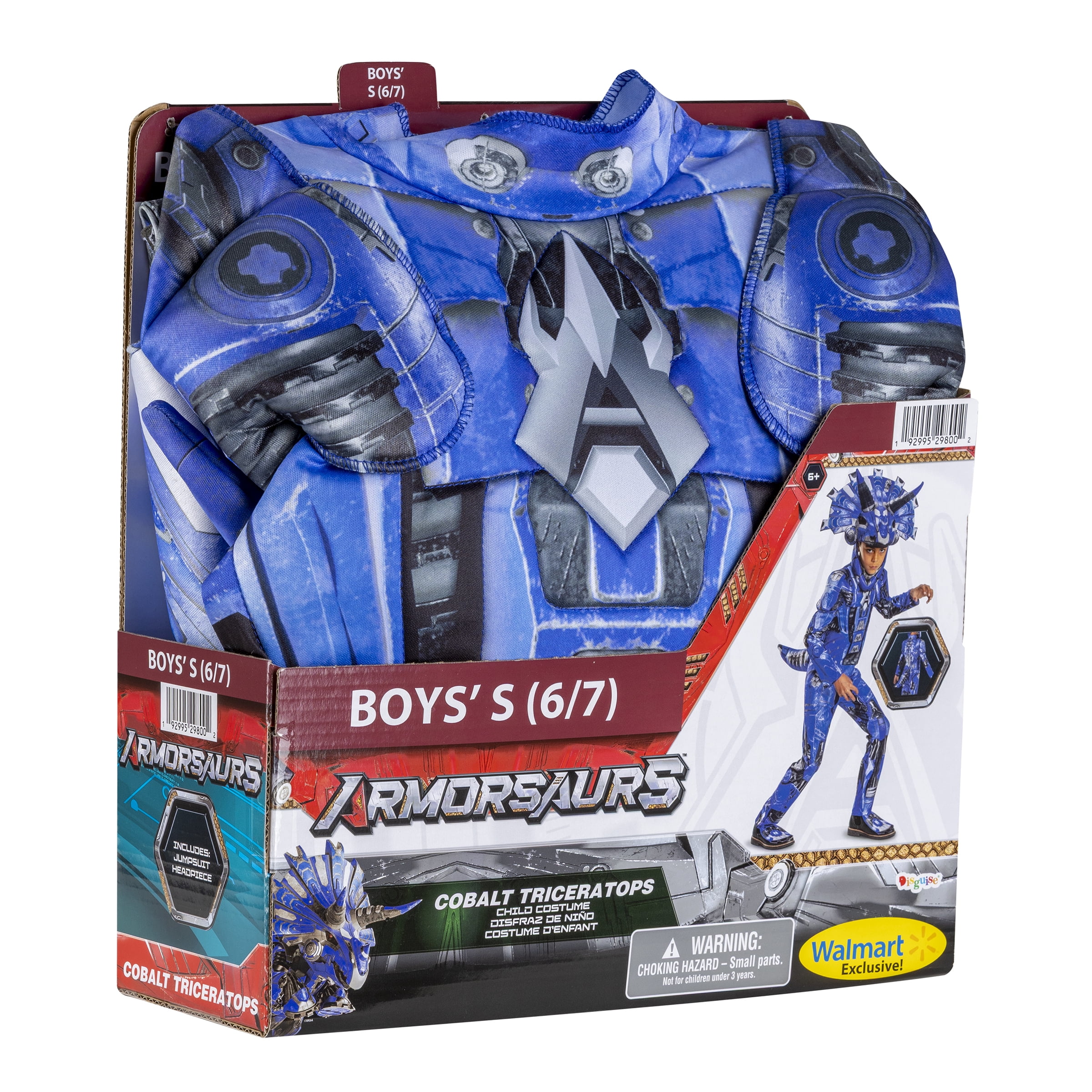 Armorsaurs Cobalt Triceratops Halloween Costume for Children, Boys Size S (6/7), by Disguise
