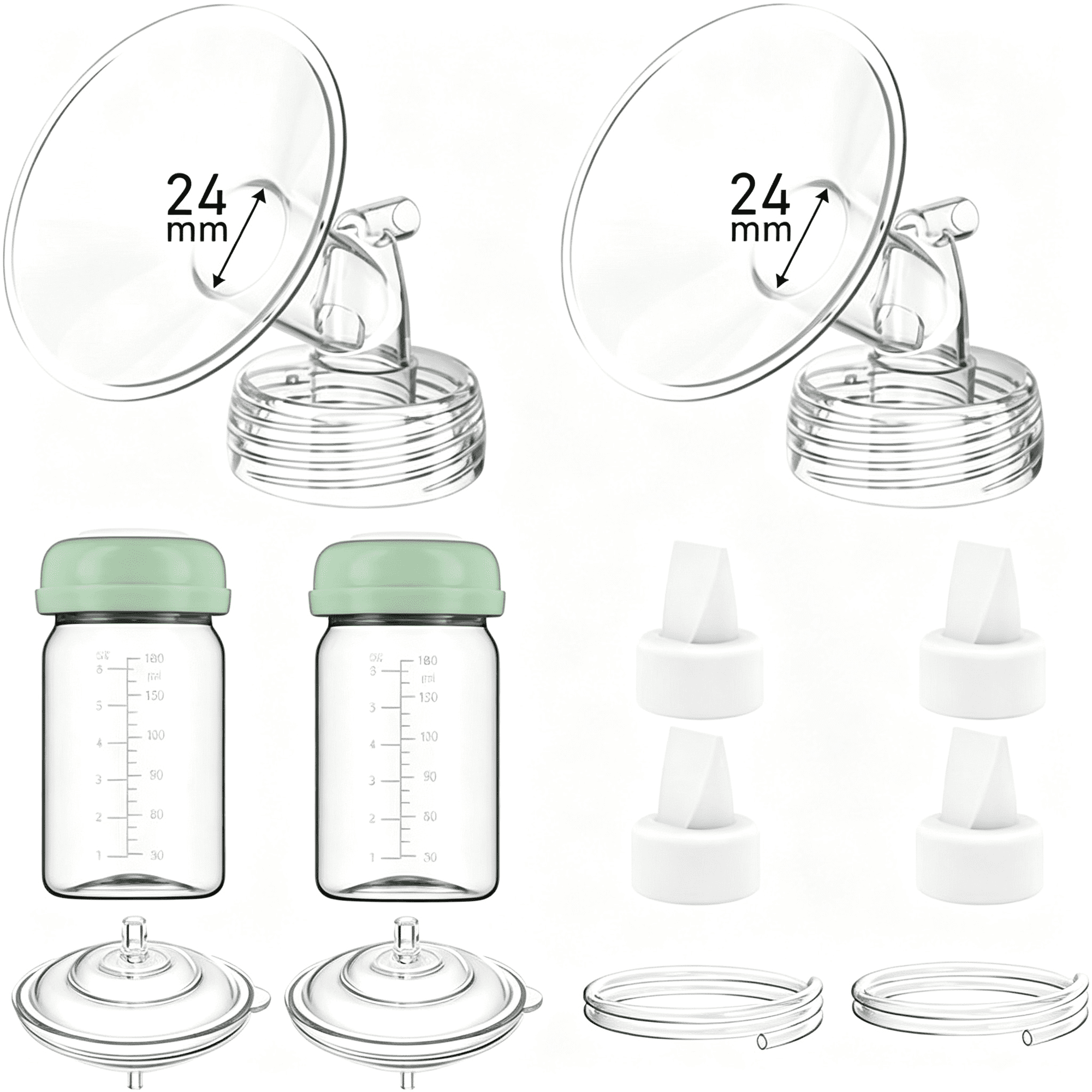 XIRQI 24Mm Pump Parts Compatible with S1 S2 9 Plus,Flange | Replacement Kit Lncludes Duckbill Valve,Tube,Backflow Protector Comfortable Fit Flange Inserts