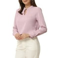 thumbnail image 4 of INSPIRE CHIC Women's Pleated Mock Neck Pearl Decor Elegant Work Blouse Top, 4 of 5