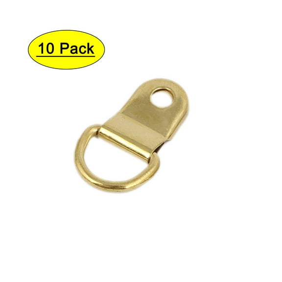 Uxcell 25mm x 15mm Gold Tone Metal D-Ring Photo Frame Hanger, 10 Pack