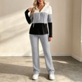 thumbnail image 6 of Bzdzmqm Women's 2 Piece Lounge Set V Neck Long Sleeve Hoodie with Wide Leg Pants Casual Solid Basic Tracksuit Cozy Zip Up Loungewear Fall Winter Outfit, Gray XL, 6 of 7