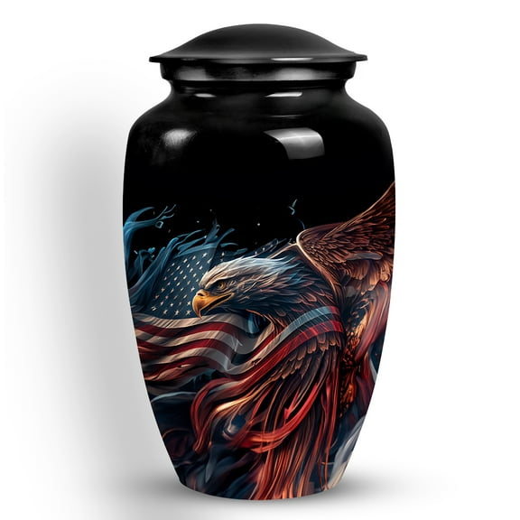 Eagle With American Flag Urn For Adult Ashes - Funeral Cremation Urns For Male & Female Remains - Decorative Urn For Human Ashes -Large Ashes Urns For Women & Men - Cremation Urn