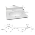 thumbnail image 6 of Design House  19"L x 17"W. Cultured Marble Vanity Top in Solid White with Basin, 6 of 13