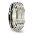 thumbnail image 4 of Titanium Block 8mm Ridged Edge Band Ring Man Wedding  For Dad Mens  For Him, 4 of 10