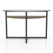 Furniture of America Barker Glass Top Console Table, Black Chrome