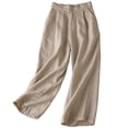 thumbnail image 4 of Pantalones de pierna ancha de algodón y lino Pantalones de pierna ancha para mujer Pantalones casuales finos de lino Pantalones profesionales OL para mujer Pantalones sueltos hasta el, 4 of 6