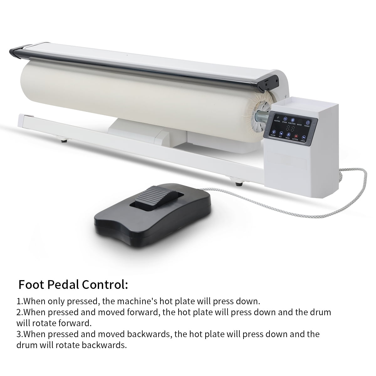 Rotary Press Iron Steamer Machine Foot Pedal and Touch Screen Control Hotel Home Usage for Bedsheets Curtains Big Area Fabric Iron In One Go