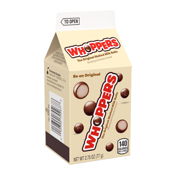 Whoppers, Malted Milk Balls Candy Mini Carton, 2.75 Oz