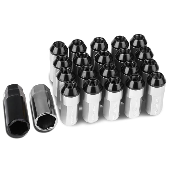 DNA Motoring LN-ZTL-9027-125-SL 20-Piece M12 x 1.25 Aluminum Alloy Wheel Lug Nuts  2 X Deep Drive Extension (Silver)