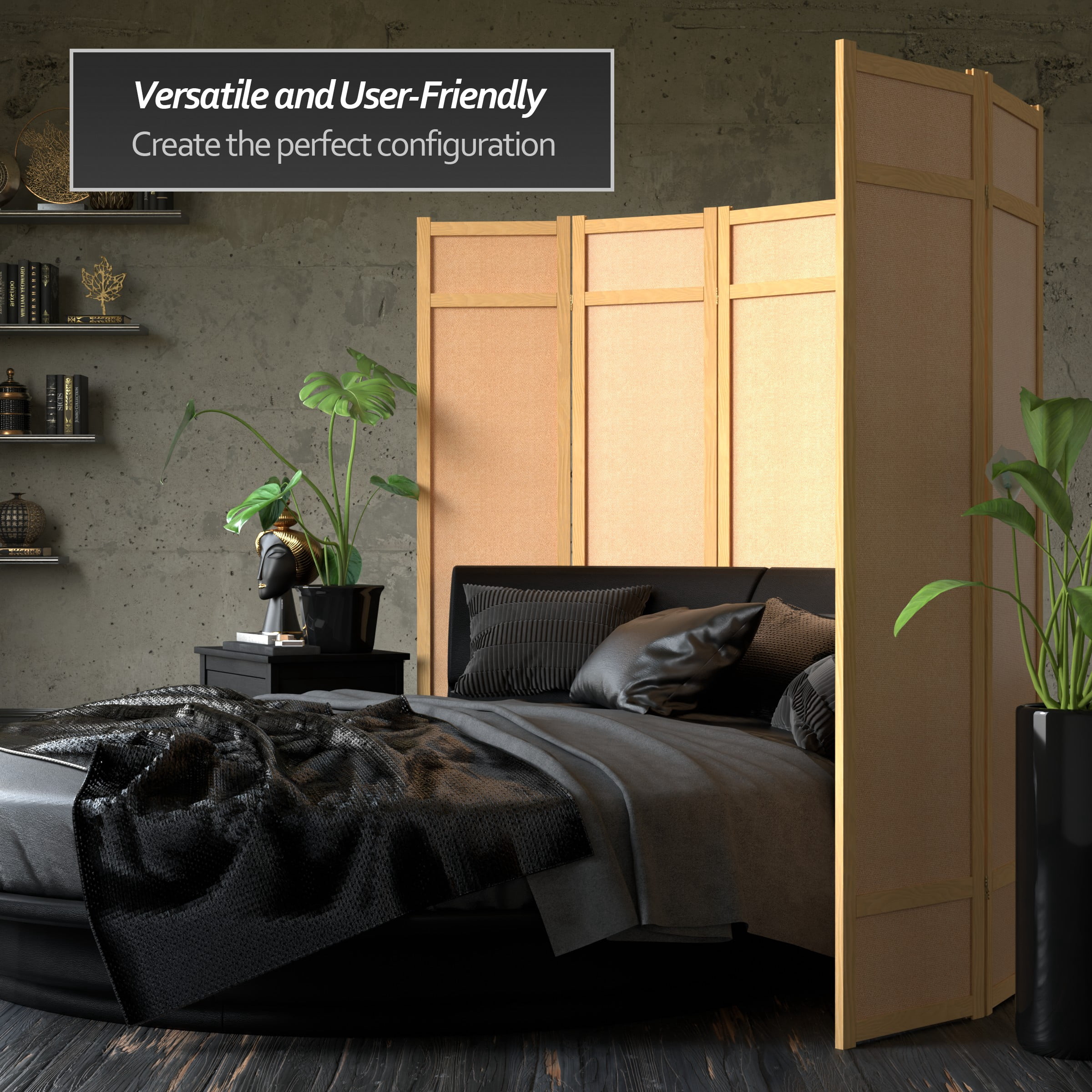 6 ft. Tall Jute Shoji Screen - 3 Panel - Natural
