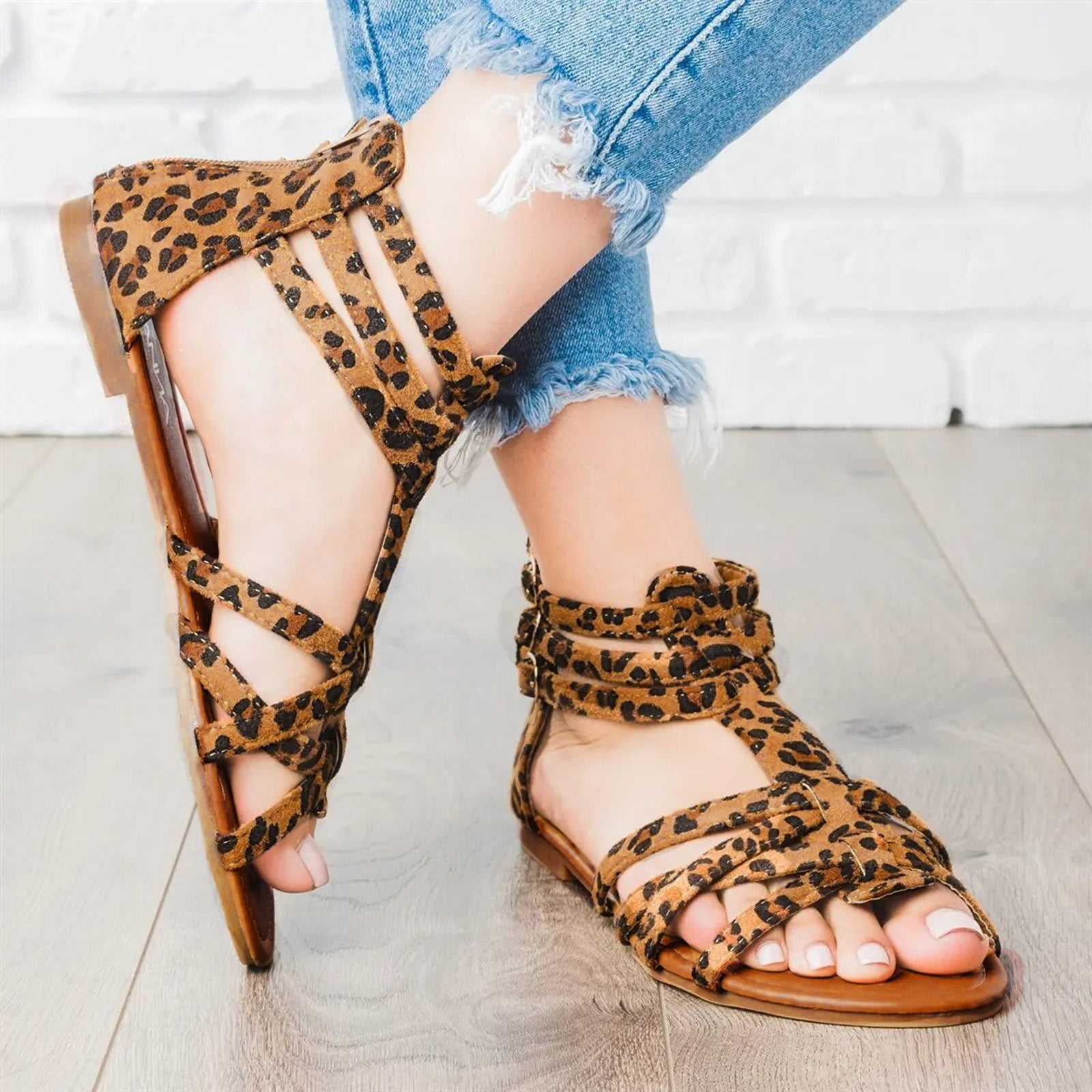 Leopard Print Bowknot Flat Sandals For Women For Women Flat Lace Up Shoes  For Summer Beach And Outdoor Fashion Y2302 From Misihan06, $12.54 |  DHgate.Com