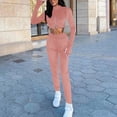 thumbnail image 2 of Gibobby Conjunto dama pants y sudadera afelpada Conjunto de pantalones casuales de cintura alta con cremallera y cuello de manga larga para mujer, sudaderas d(Rosa,CH), 2 of 5