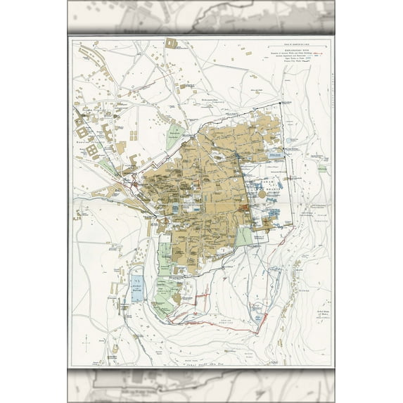 24"x36" Gallery Poster, Map of Jerusalem, 1915