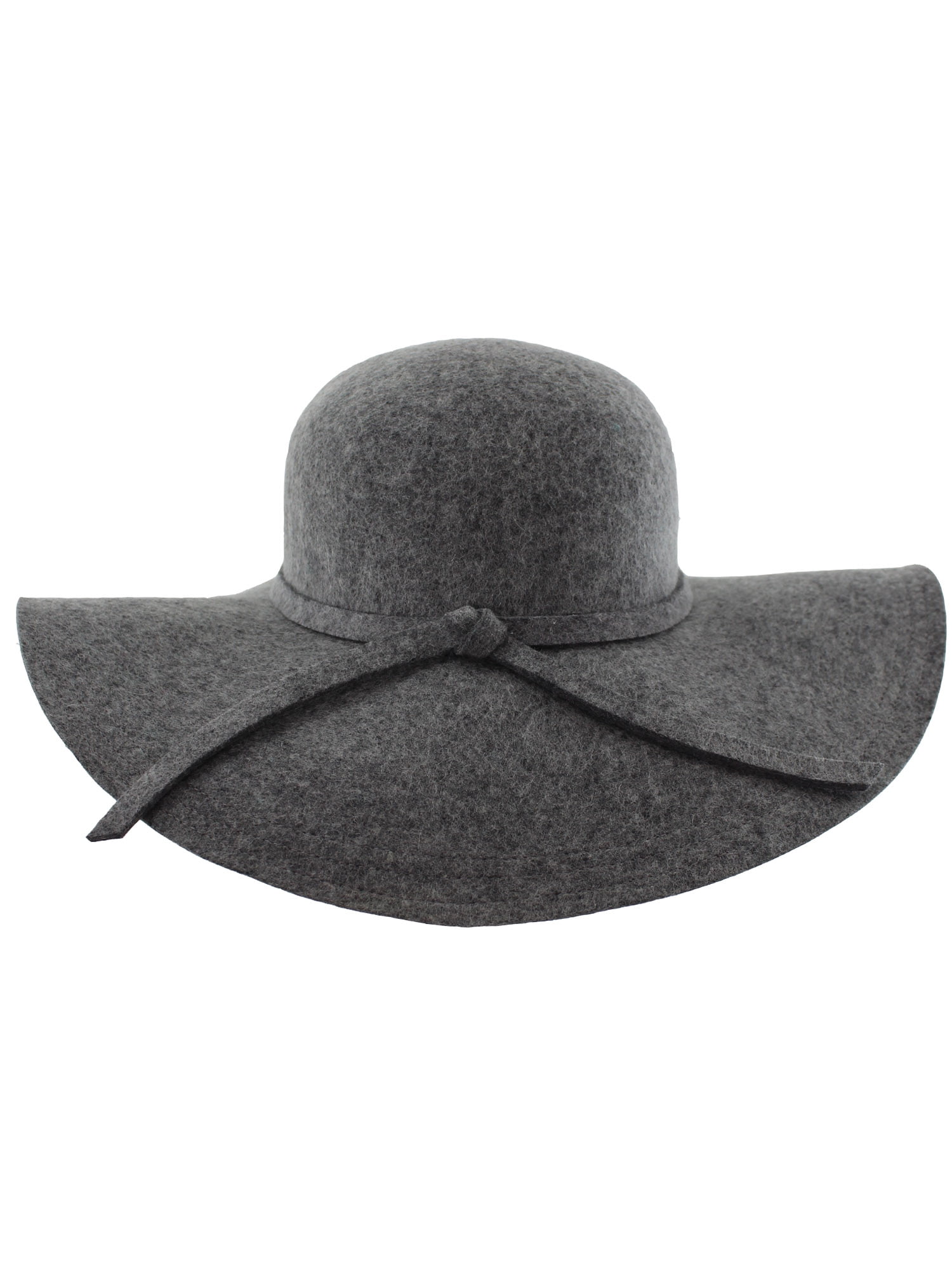 Gray Wide Brimmed Wool Floppy Hat 