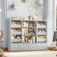 thumbnail image 3 of Hiphuta 55" Wide Toy Storage Organizer with 4 Removable Drawers, 4-Tier Kid Bookcase with 6 Bins, Toy Organizer with Bookcase for Kid Bedroom Playroom, Grey, 3 of 9