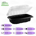 thumbnail image 2 of EcoQuality 26oz Hinged 9x6x3 Inch Black Clamshell Takeout Container with Clear Lid Disposable Food Container for Takeout, Restaurants, Meal Prep, Catering, Delivery (60), 2 of 8