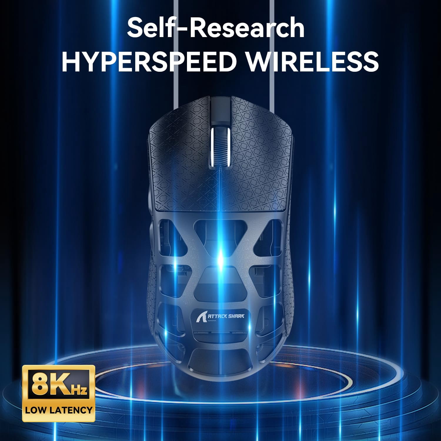 ATTACK SHARK R3 46g Superlight Magnesium Alloy Wireless Gaming Mouse, BT/2.4G/Wired Computer Mouse, 8KHz Polling Rate, PAW3395 26K DPI Sensor Programmable Mice Griptape for PC/Laptop/Mac (Black)