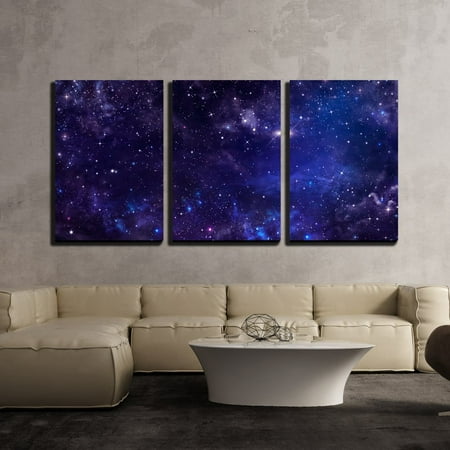 Decor Spice - wall26 - 3 Piece Canvas Wall Art - Starry Night Sky Deep Outer Space - Modern Home Decor Stretched and Framed Ready to Hang - 24