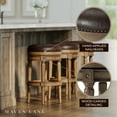 thumbnail image 2 of Maven Lane Pullman Backless Bar Stool in Walnut Finish w/ Marksman Saddle Vegan Leather, Set of 4, 2 of 6