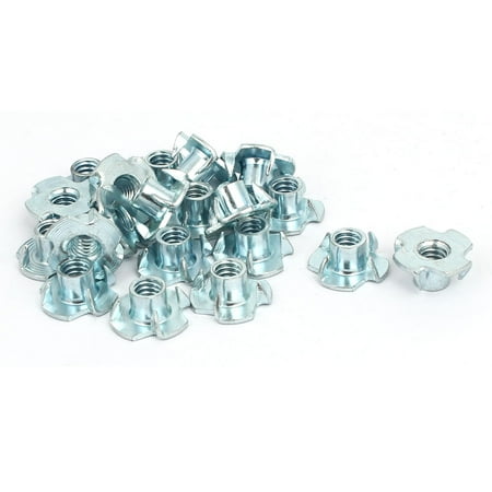 

1/4 Thread Dia 8mm Height 4 Prongs Full Threaded T-Nut Tee Nuts 20pcs