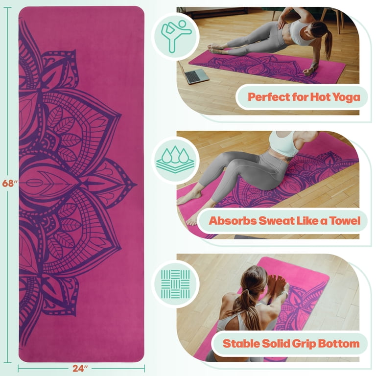 RAD Sportz Sweat Absorbent Grippy Suede Hot Yoga Mat with Strap
