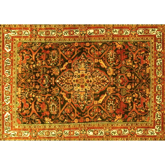 Ahgly Company Indoor Rectangle Persian Yellow Traditional Area Rugs, 5' x 7'