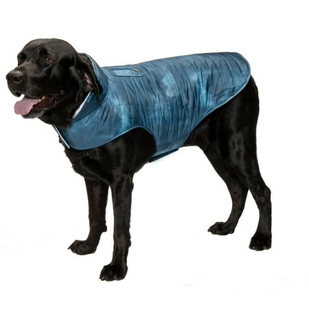 UPC: 0842229129434 | FurHaven Pet Coat | Water-Repellent Reversible Reflective Puffer Dog Coat Blue Watercolor Extra Large