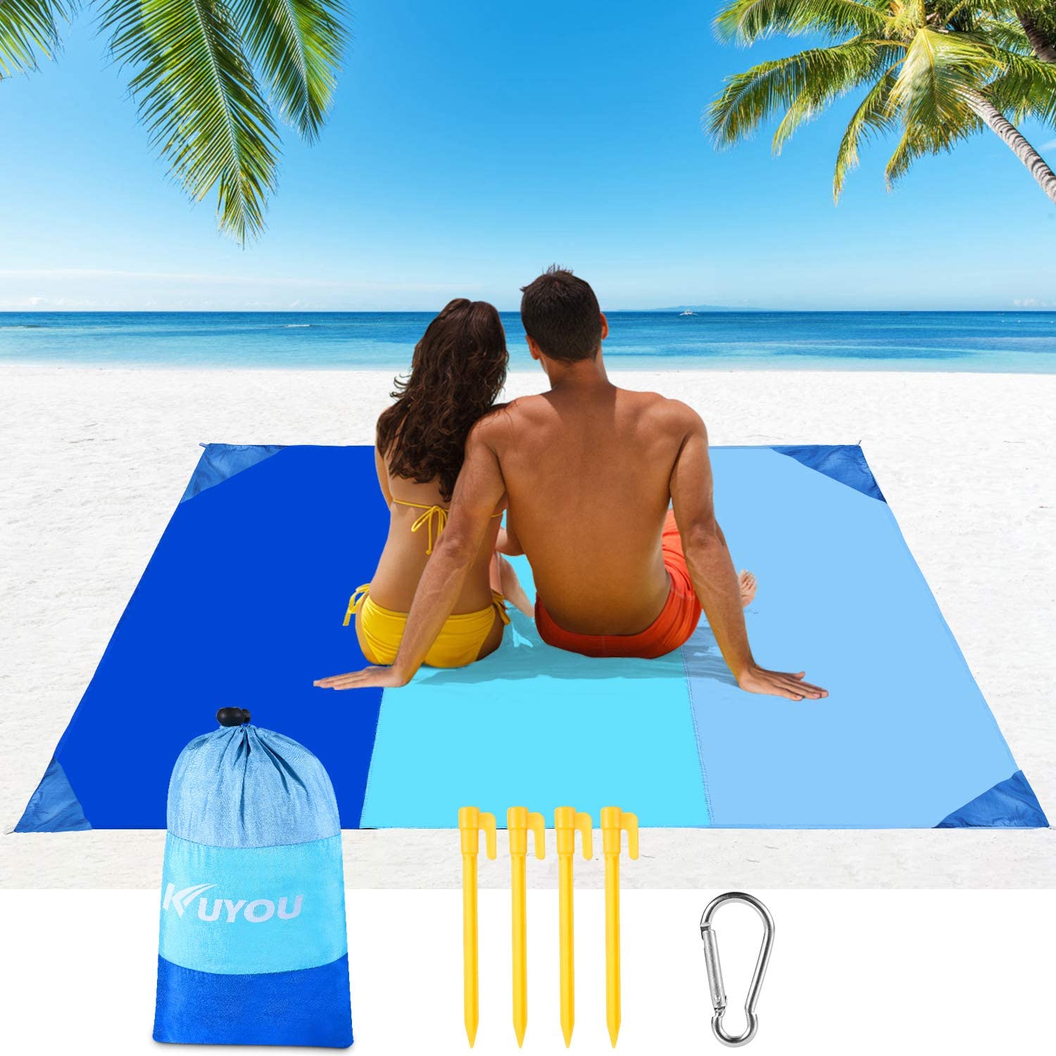 KUYOU Sand Proof Beach Blanket, Large 