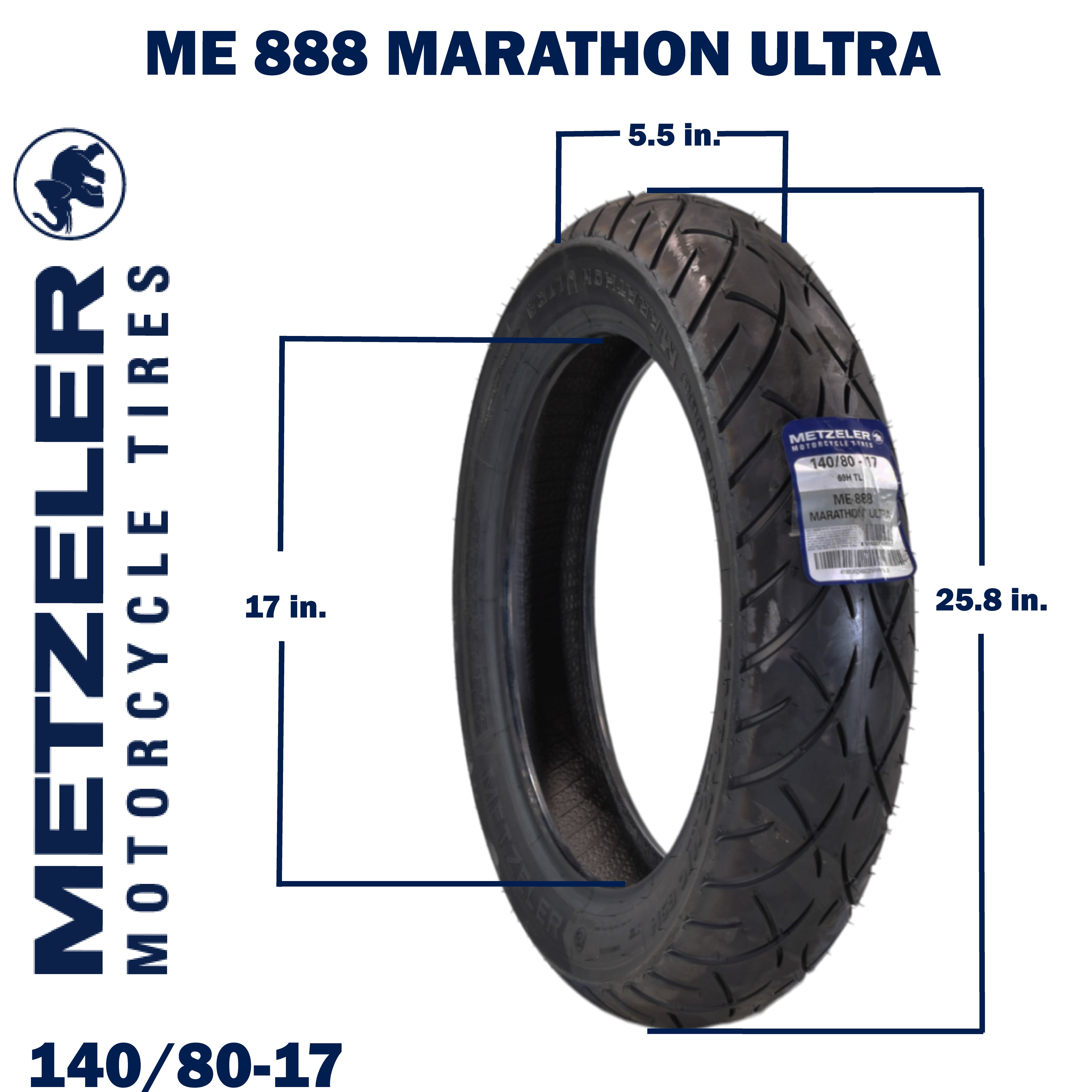 Metzeler ME 888 Marathon Ultra Front 140/80-17 69H Motorcycle Tire with Keychain