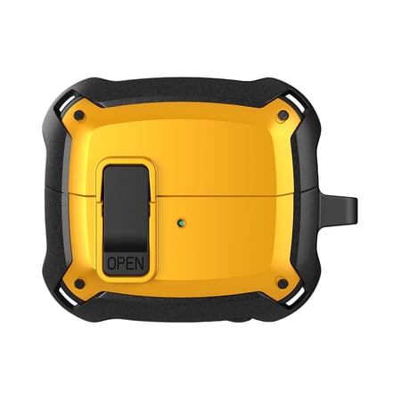 ELEHOLD Case Compatible with Samsung Galaxy Buds3 Pro/Galaxy Buds3(2024) Rugged Secure Lock Designed Full Body Shockproof Protection Cover with Keychain for Man Woman Yellow