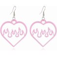 thumbnail image 1 of UBIUO Boho Lightweight Acrylic Hollow Flame Heart Dangle Drop Earrings for Women Girls Unique Charm Flame Love Heart Earrings Jewelry Gift pink -, 1 of 4