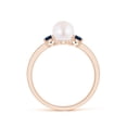 thumbnail image 2 of ANGARA Japanese Akoya Cultured Pearl & Blue Sapphire Engagement Ring in 14K Rose Gold for Women | June Birthstone, Birthday, Anniversary, Jewelry Gift for Women | Pearl Ring, 2 of 9
