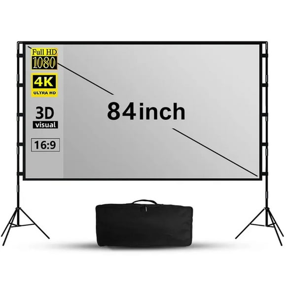 VIYODAVID Pantalla de Proyector Soporte Doble Portátil - ALR, 16:9, Plegable, Antiarrugas - 84", Gris