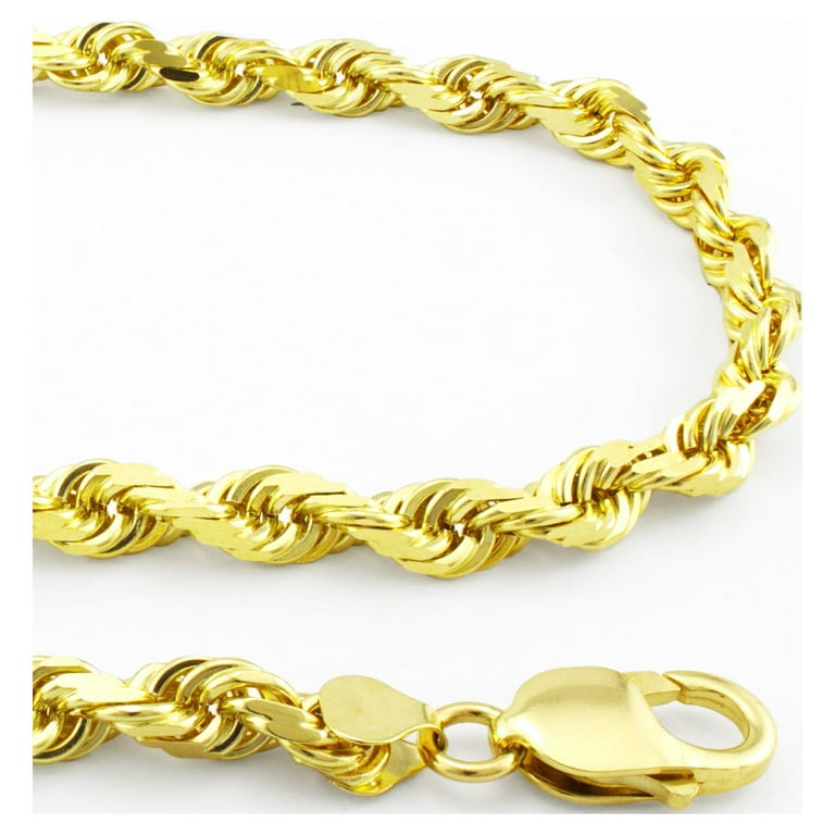 Nuragold 10k Yellow Gold 7mm Rope Chain Diamond Cut Necklace, Mens Jewelry  18 - 30