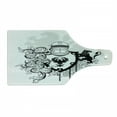 thumbnail image 1 of Medieval Cutting Board, Heraldic Gear Coat of Medieval Knight with Ornate Pattern the Past Old Times, Decorative Tempered Glass Cutting and Serving Board, Wine Bottle Shape, Black White, by Ambesonne, 1 of 1