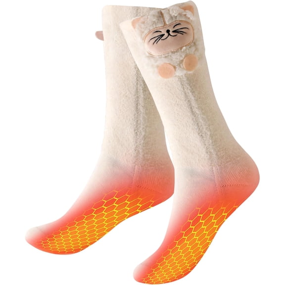 Kids Heated Socks - Boys and Girls Cute Electric Heating Socks,Upgraded 1800mAh Battery Pack Washable Warm Socks for Winter Indoor,Office,Bedroom