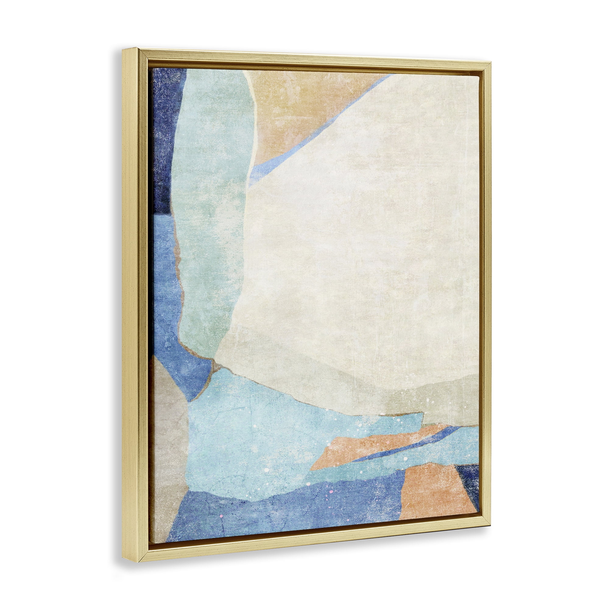 Stupell Industries Geometric Rustic Shapes Abstract Painting Gold Floater Framed Canvas Art Print Wall Art, 25 x 31