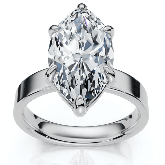 Pompeii Certified 2Ct Marquise Cut Flat Cigar Band Engagement Ring 14k Gold Lab Grown