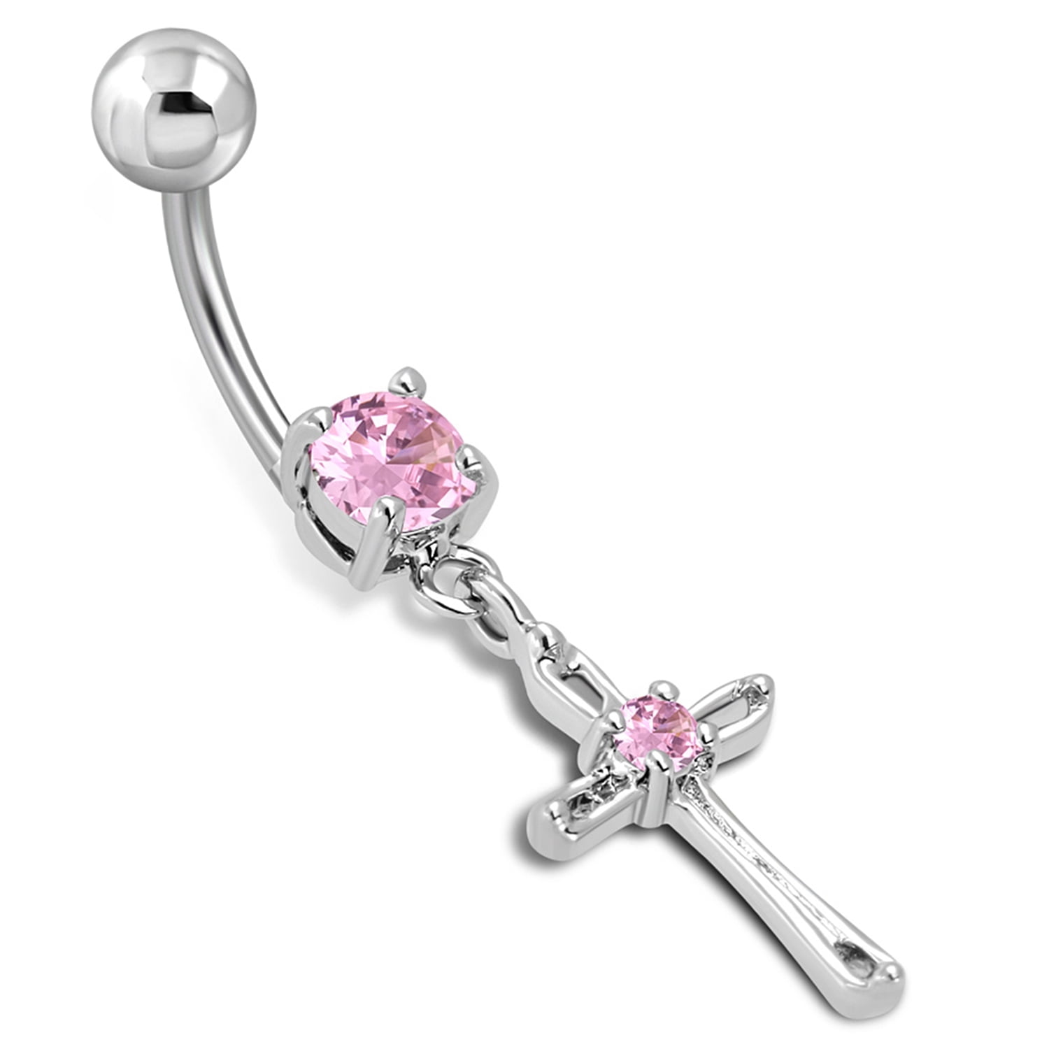 Stainless Steel Cubic Zirconia Classic Minimalist Cross Charm Dangling