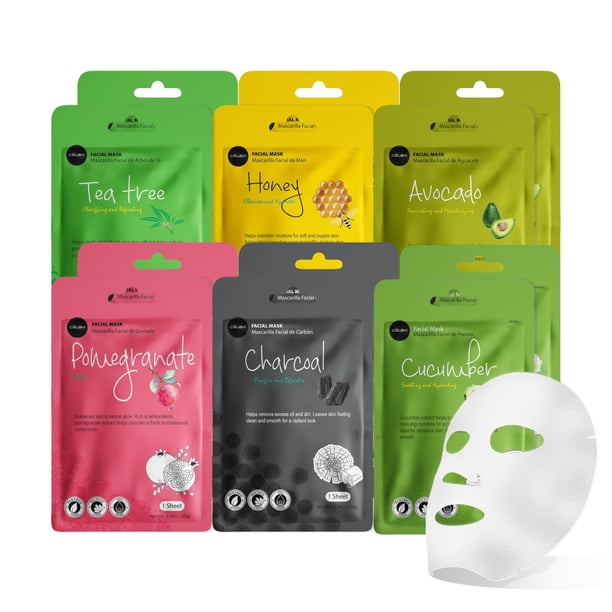 celavi Essence Mascarilla facial Hoja de papel Corea Cuidado de la piel Hidratante 4 paquetes para cada 6 sabores (Nuevo) K-Beauty Skincare 24 mascarillas en un paquete Hecho en Corea