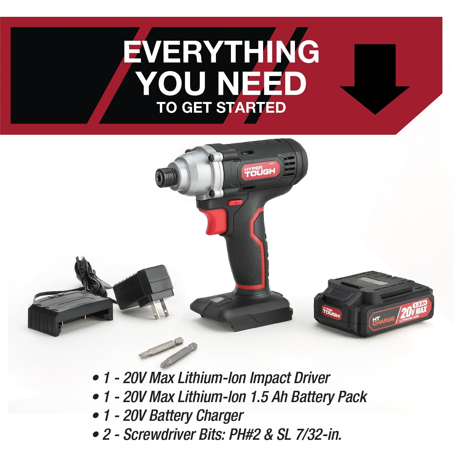 Li-ion 2.5 Ah Battery 1 3/8" 20V Cordless Ratchet Wrench with Charger and 