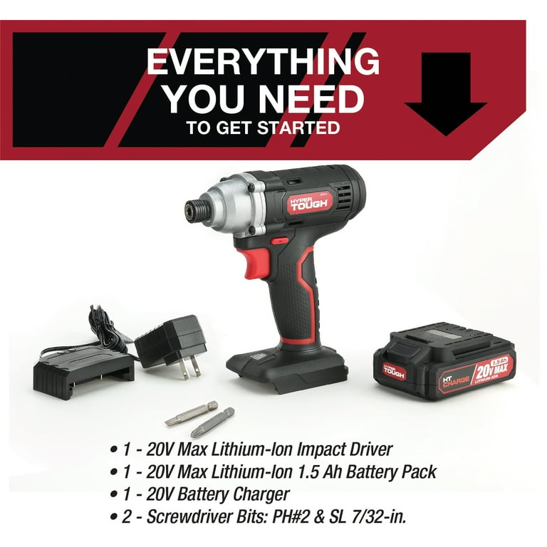 Hyper Tough 20 V Cordless 1/2-inch Impact Wrench with 2.0 Ah Battery and  Charger 