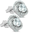 thumbnail image 2 of Pompeii 1 3/4 Ct Halo Diamond Studs Sprial 10.9mm Womens Earrings 14k White Gold (G-H,SI), 2 of 5