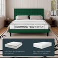 thumbnail image 3 of Einfach King Size Platform Bed Frame with Upholstered Velvet Vertical Headboard, Green, 3 of 7