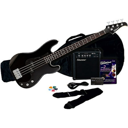 Silvertone Revolver Bass Guitar Package with Instructional DVD, Liquid