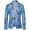 Blue, variant on IROINNID Men's Long Sleeve V-Neck Blazer Notch Lapel Short Jacket Stripes Casual Hawaiian Holiday Style Beautiful Flower Series Features Broken Flower Single Button Suit