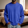 thumbnail image 6 of IAJDKMEK Long Sleeve Shirts for Men - Stretch Fit Round Neck Soft Tee Shirts, Lightweight Breathable Comfortable Tops for Daily Wear, Work, Office, and Weekend,Dark Blue XL, 6 of 7