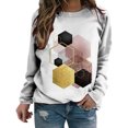 thumbnail image 1 of Camisas informales de manga larga para mujer, sudadera de cuello redondo con estampado de rombos geométricos, jersey de cuello redondo, Tops tipo túnica holgados Pompotops  FGAJ1111, 1 of 6