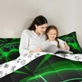 thumbnail image 5 of jejeloiu Cartoon Gamepard Bedding Comforter Set,Abstract Geometric Striped Twin Comforter Sets,Green Black Bedding Set For Boys Kids,Luxury Bedroom Decor Reversible,2 Pieces, 5 of 8