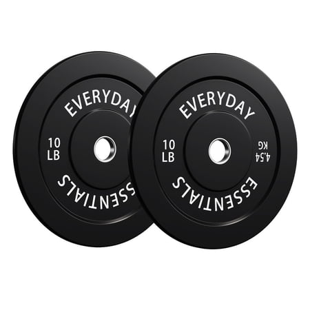Sprint Demon Olympic Bumper Plates, 2-Inch Solid Rubber Weight Plates for Home Gym and Strength Training, 10 LB Pair, Black